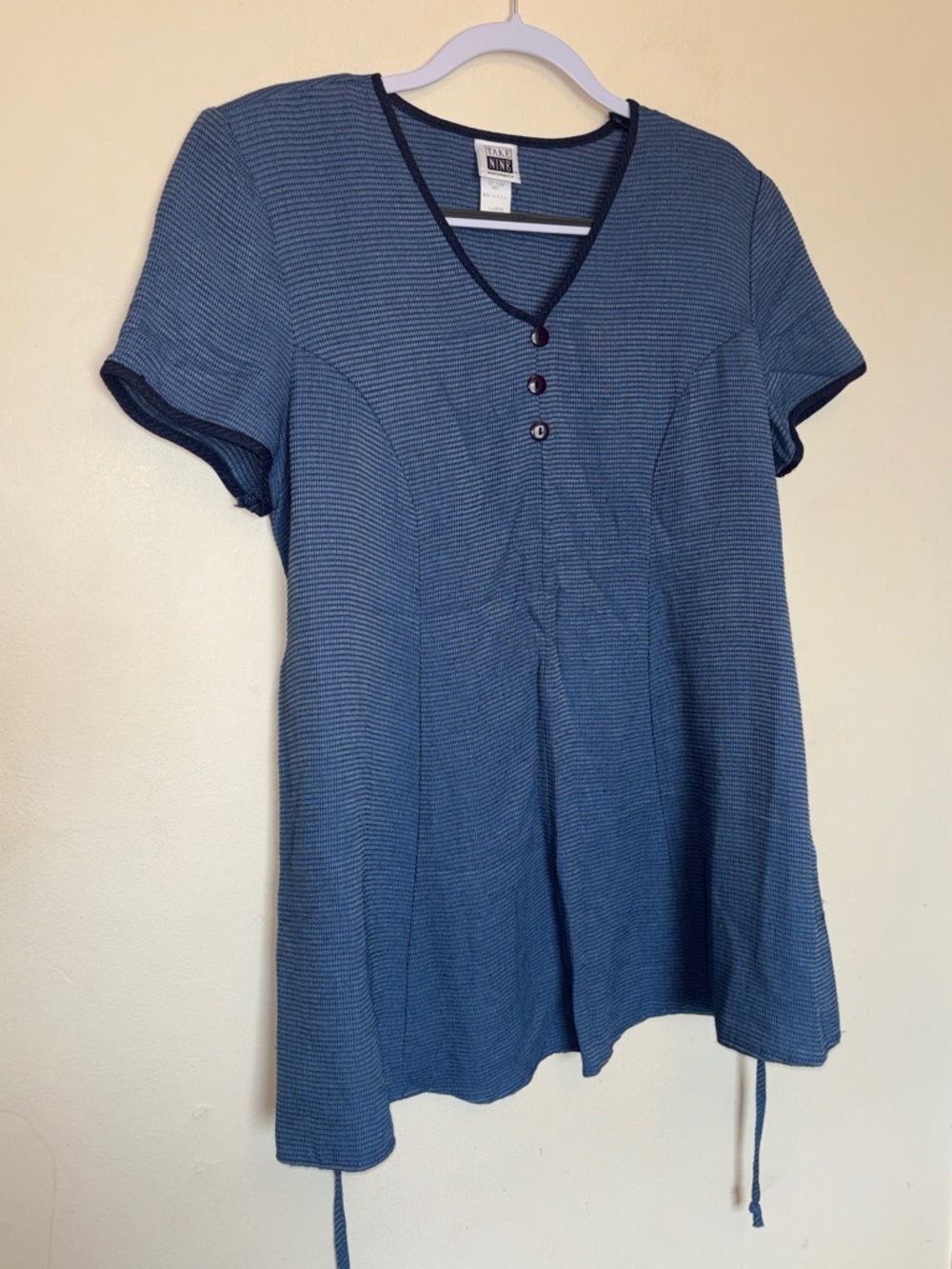 Vintage 80s Take Nine Maternity Shirt Dress Sz L Dainty Retro Preppy Rare USA